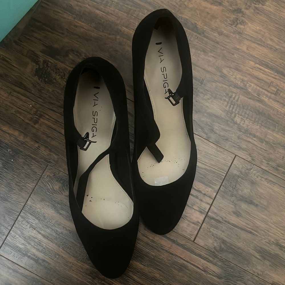 Via Spiga suede Mary Jane block heels